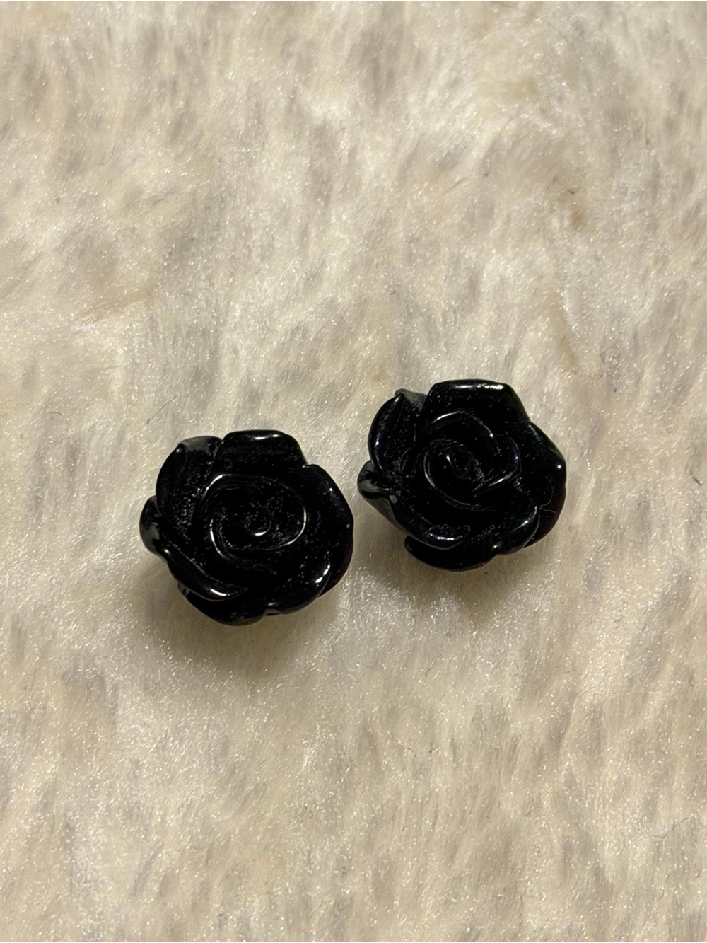 Charlotte Russe Black Rose Stud Earrings
